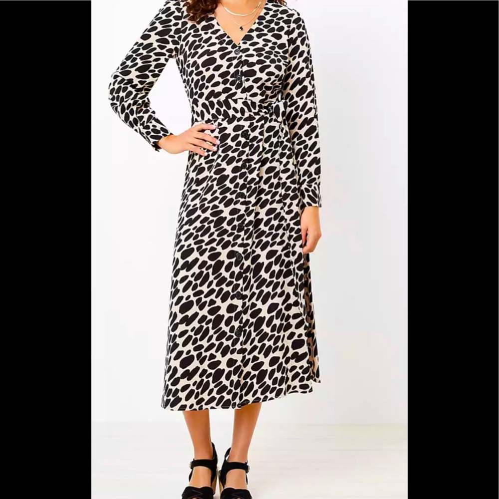 Loft Cheetah Midi Shirt Dress